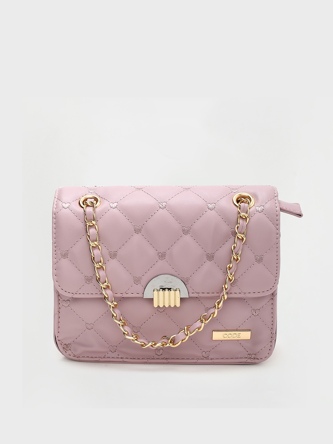 

CODE by Lifestyle Purple Textured Structured Synthetic Sling Bag with Quilted
