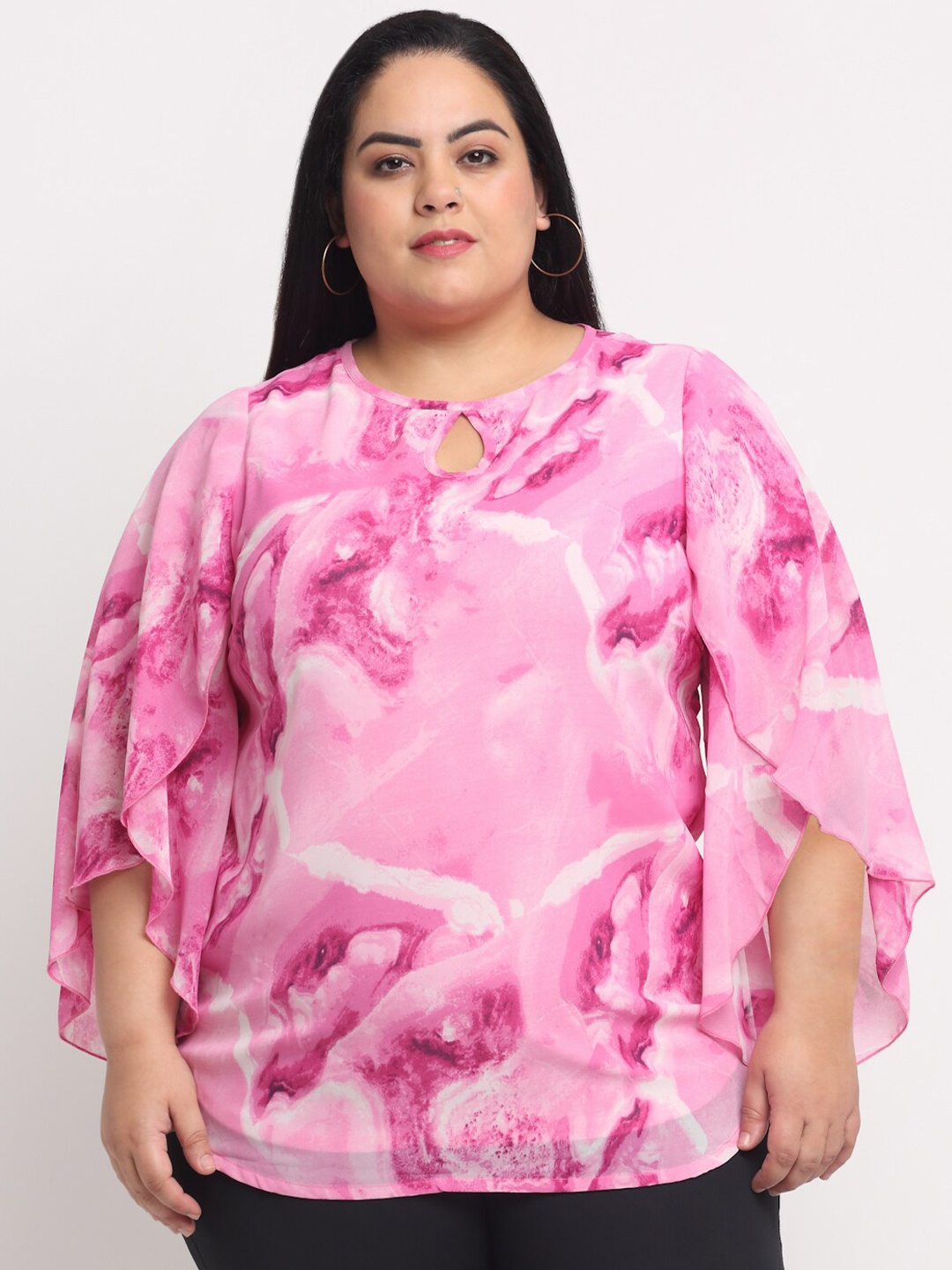 

plusS Pink Plus Size Print Kaftan Top