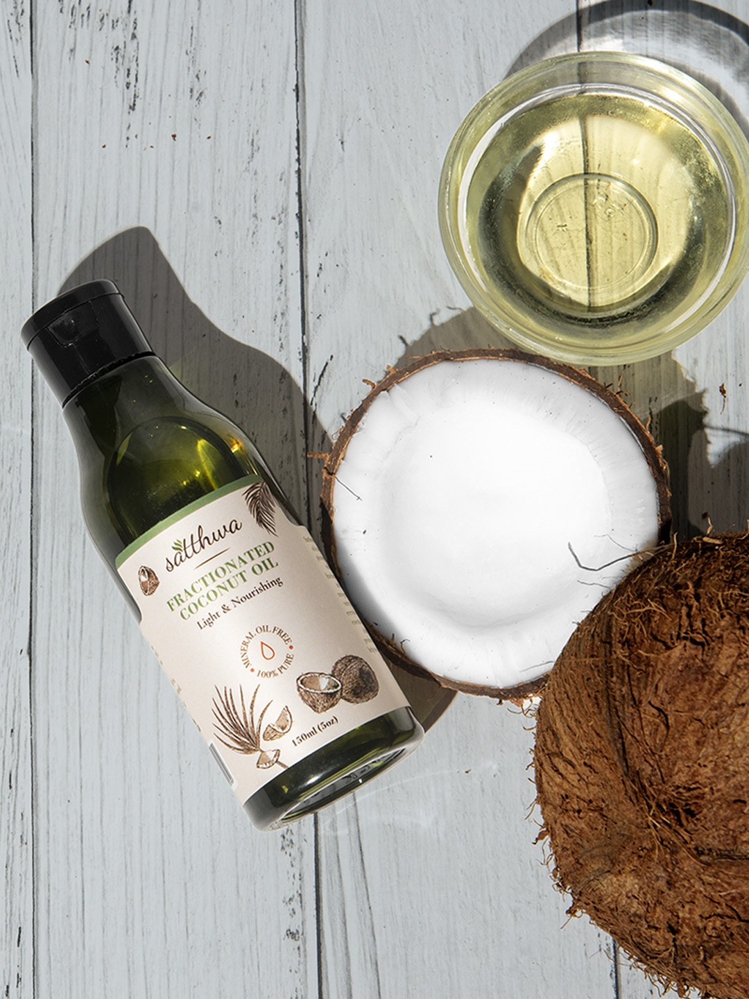 

Satthwa Fractionated Coconut Oil - 100% Pure & Natural, 150ml, Transparent