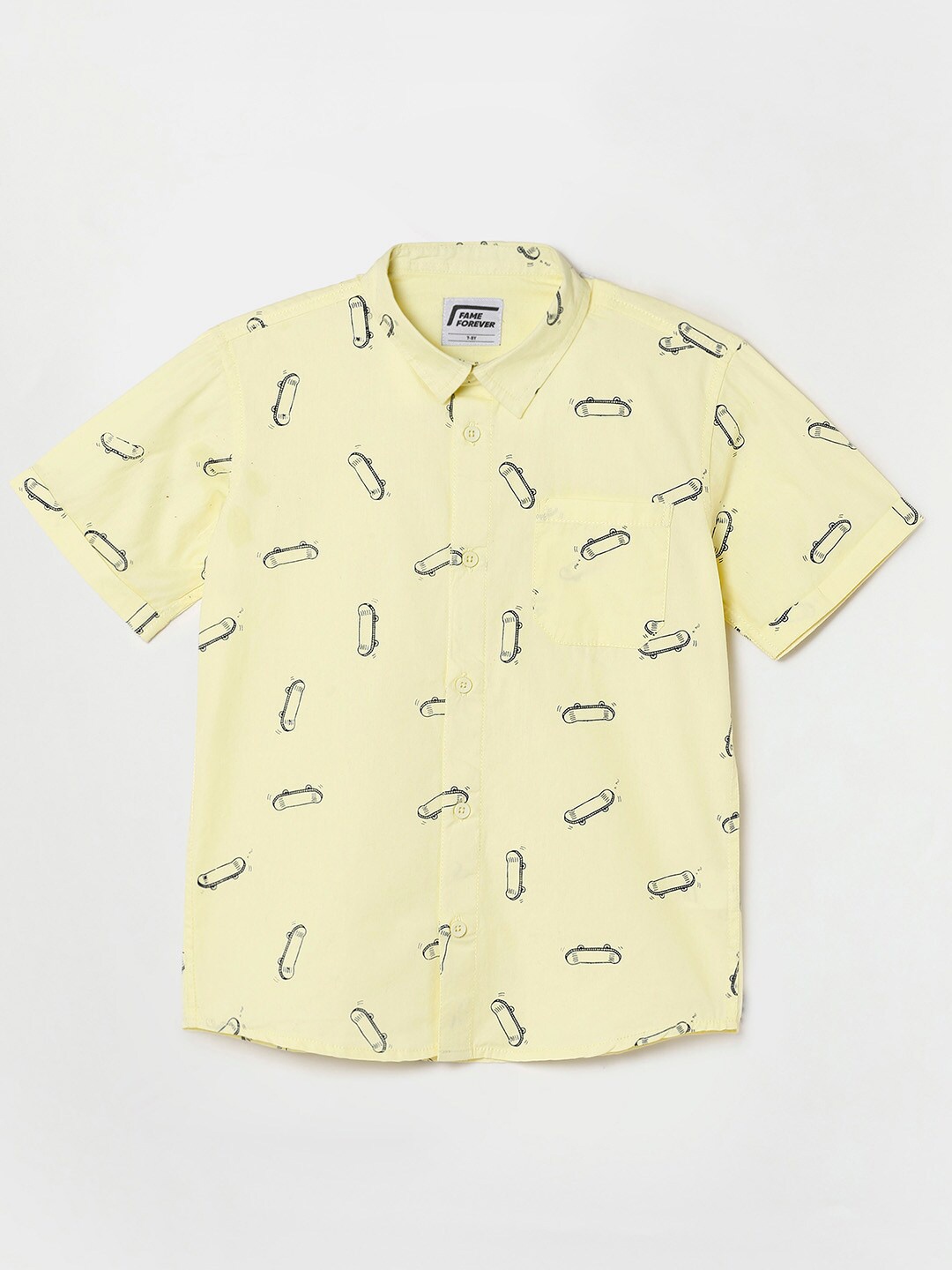

Fame Forever by Lifestyle Boys Yellow Cotton Printed Casual Shirt
