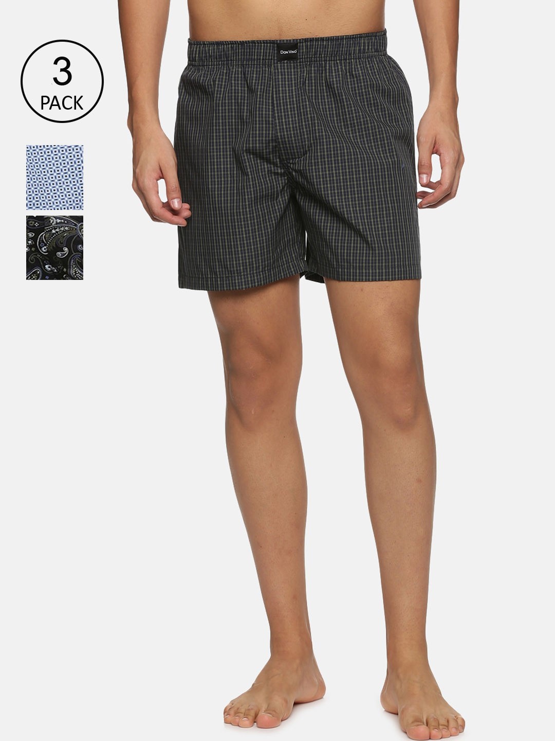 

DON VINO Men Pack of 3 Printed Outdoor Shorts, Olive