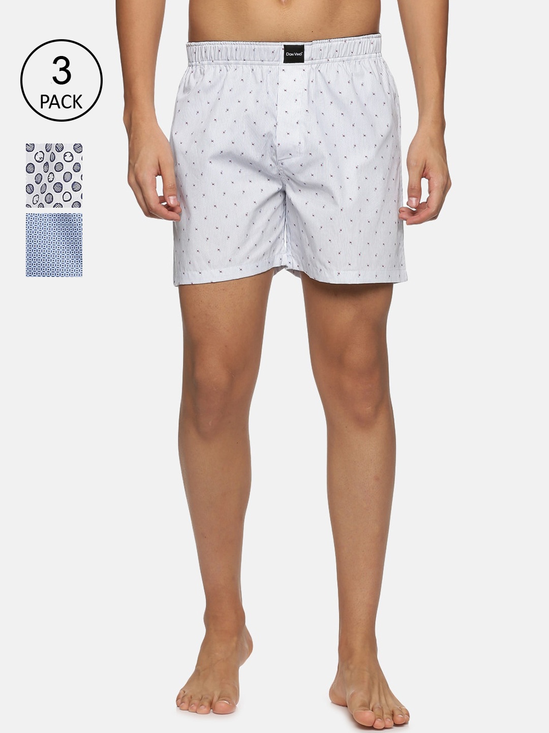 

DON VINO Men Pack of 3 Printed Cotton Shorts, Multi