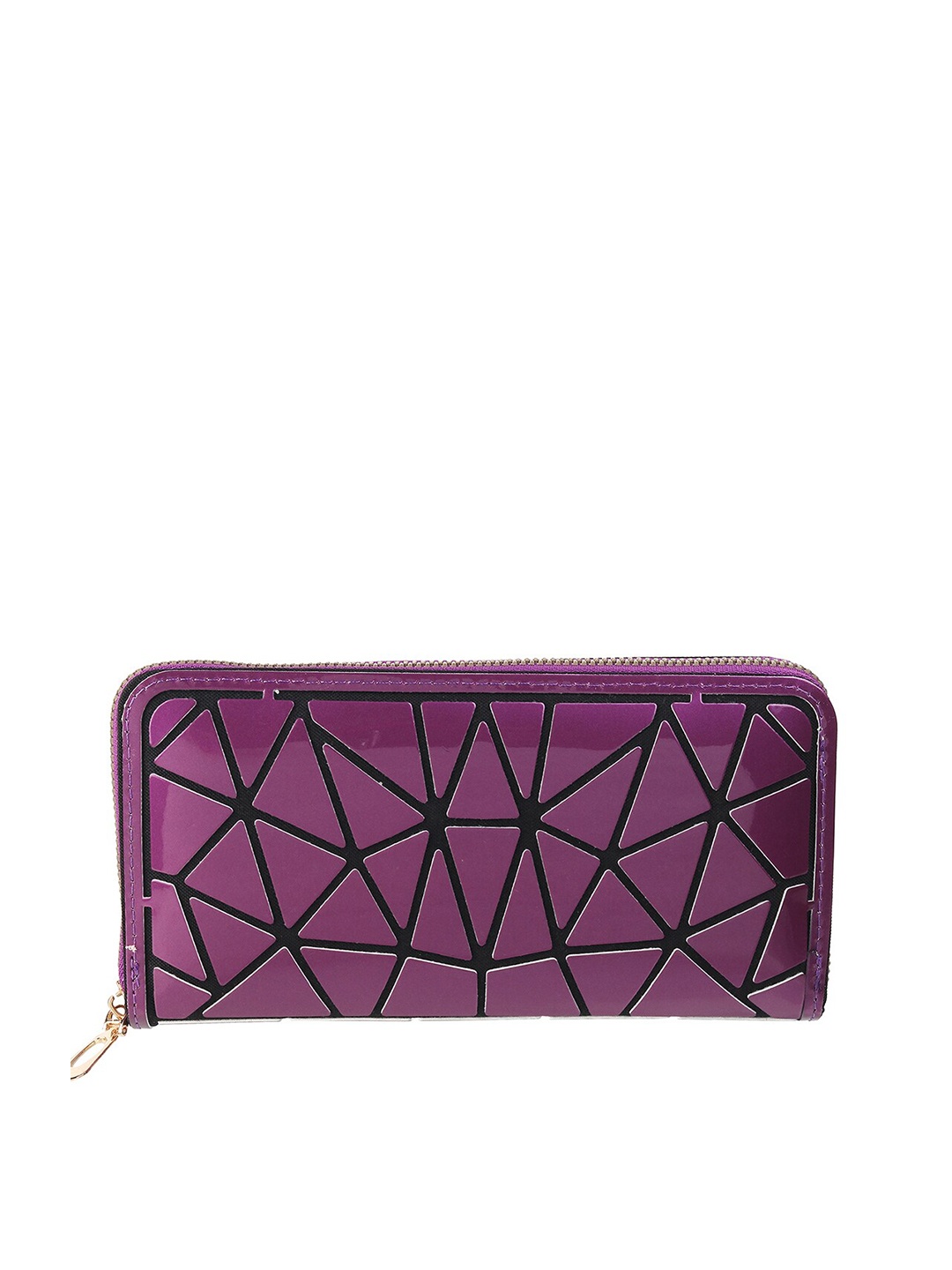 

WALKWAY by Metro Women Purple & Black Textured Zip Around Wallet
