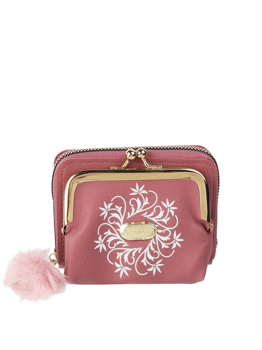 

WALKWAY by Metro Women Pink & White Floral Printed Zip Around Wallet