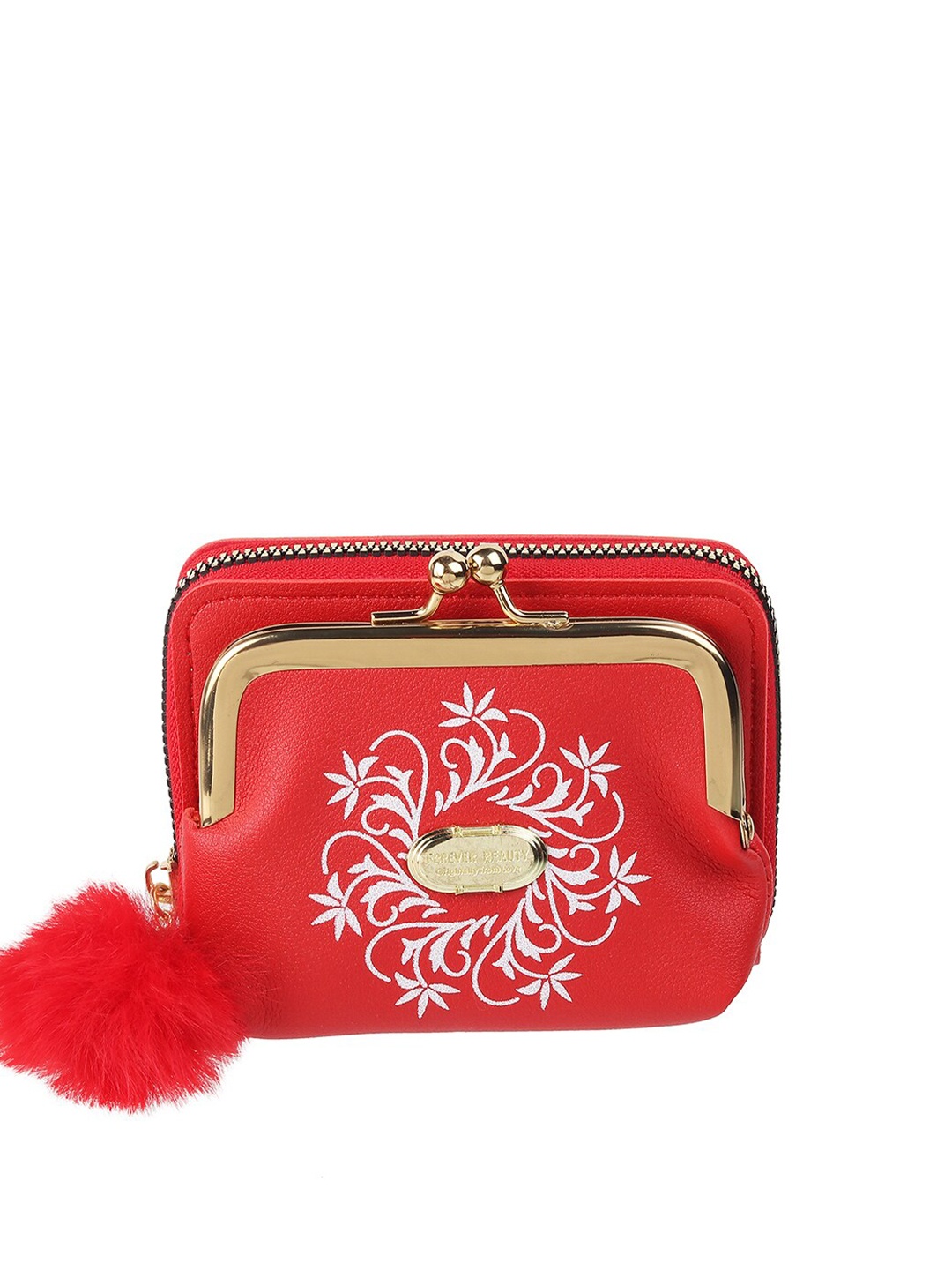 

WALKWAY by Metro Women Red & White Floral Printed Zip Around Wallet