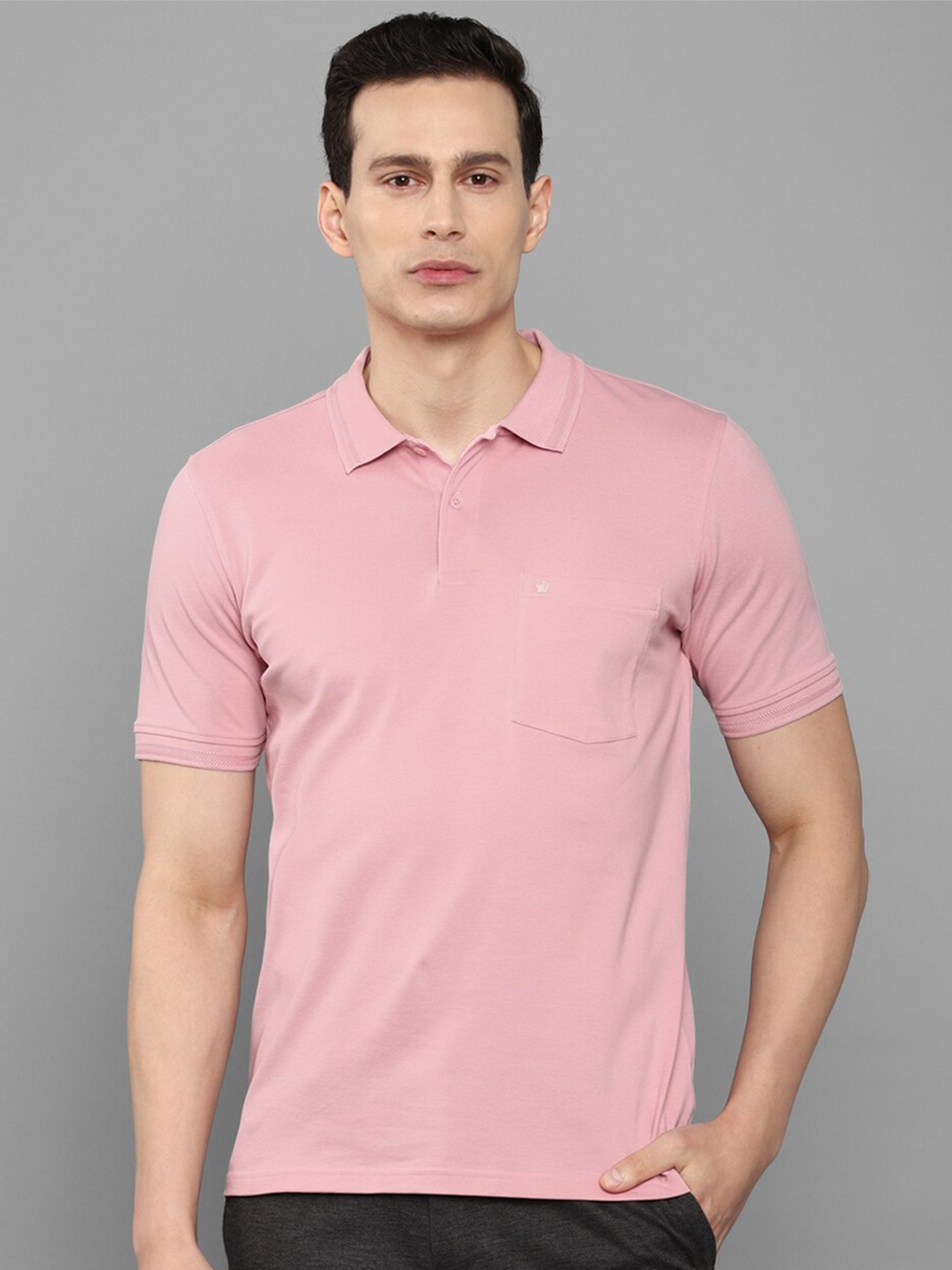 

Louis Philippe Men Pink Polo Collar T-shirt