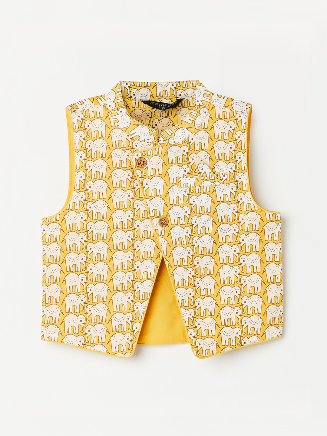 

Melange by Lifestyle Boys Yellow Printed Cotton Waistcoat