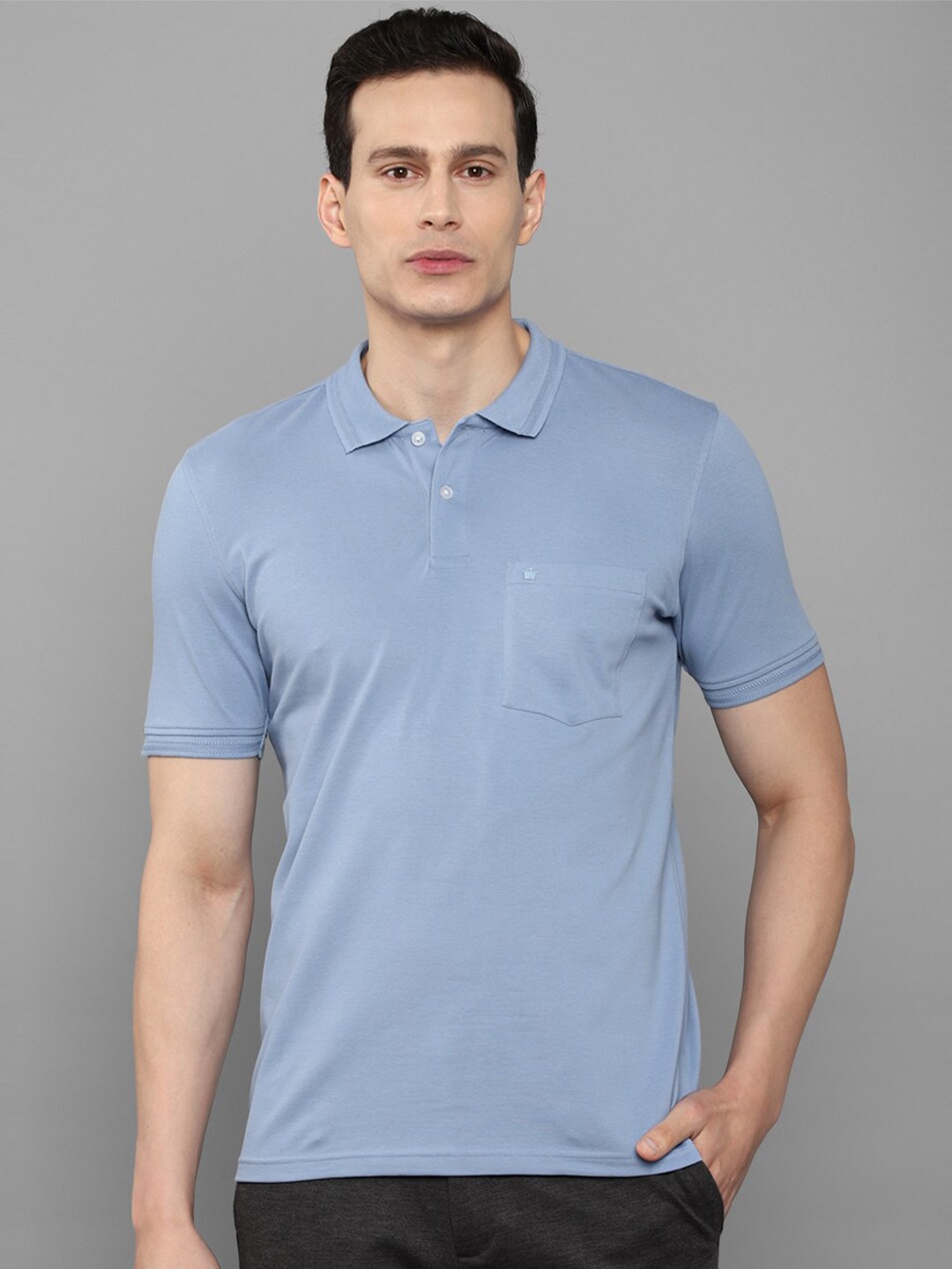 

Louis Philippe Men Blue Polo Solid Collar T-shirt
