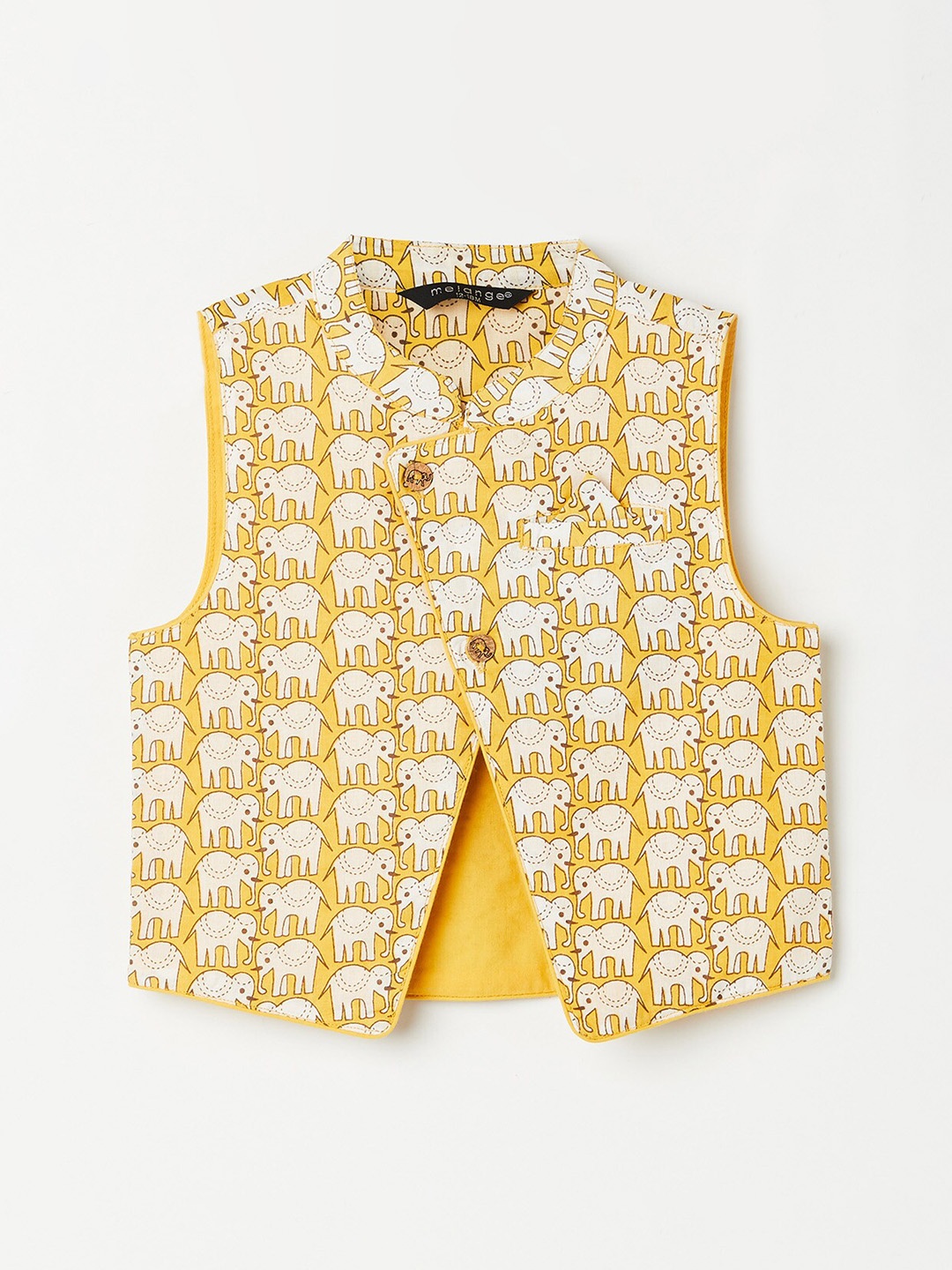 

Melange by Lifestyle Boys Yellow Printed Cotton Waistcoat