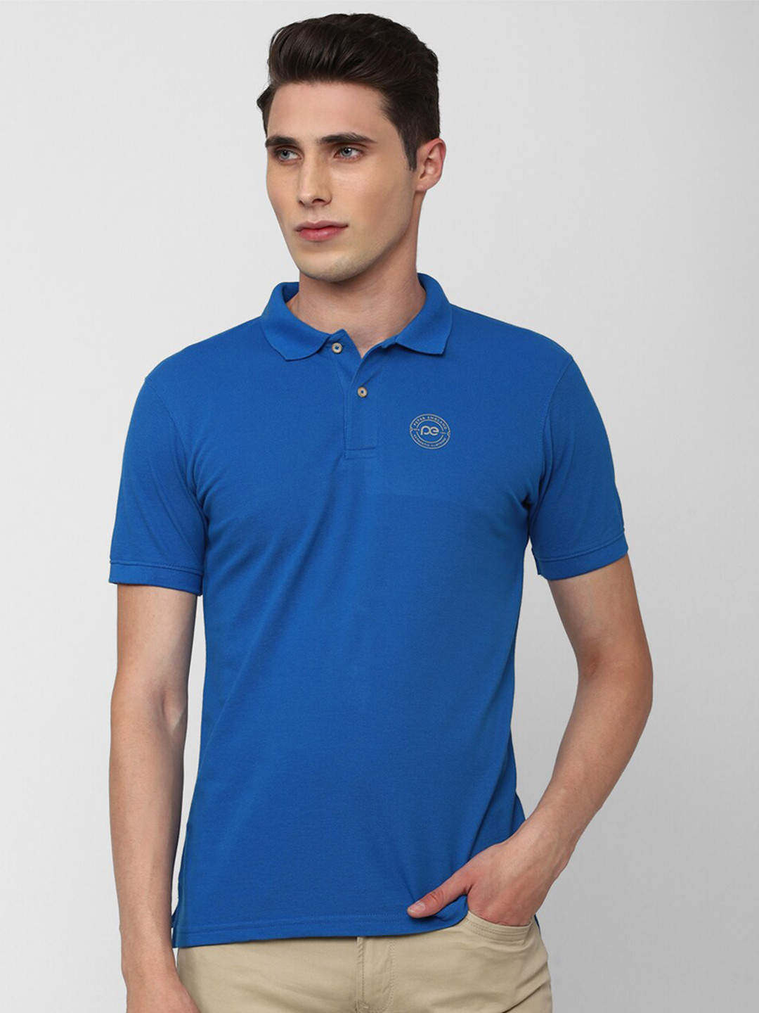 

Peter England Casuals Men Blue Polo Collar Slim Fit T-shirt