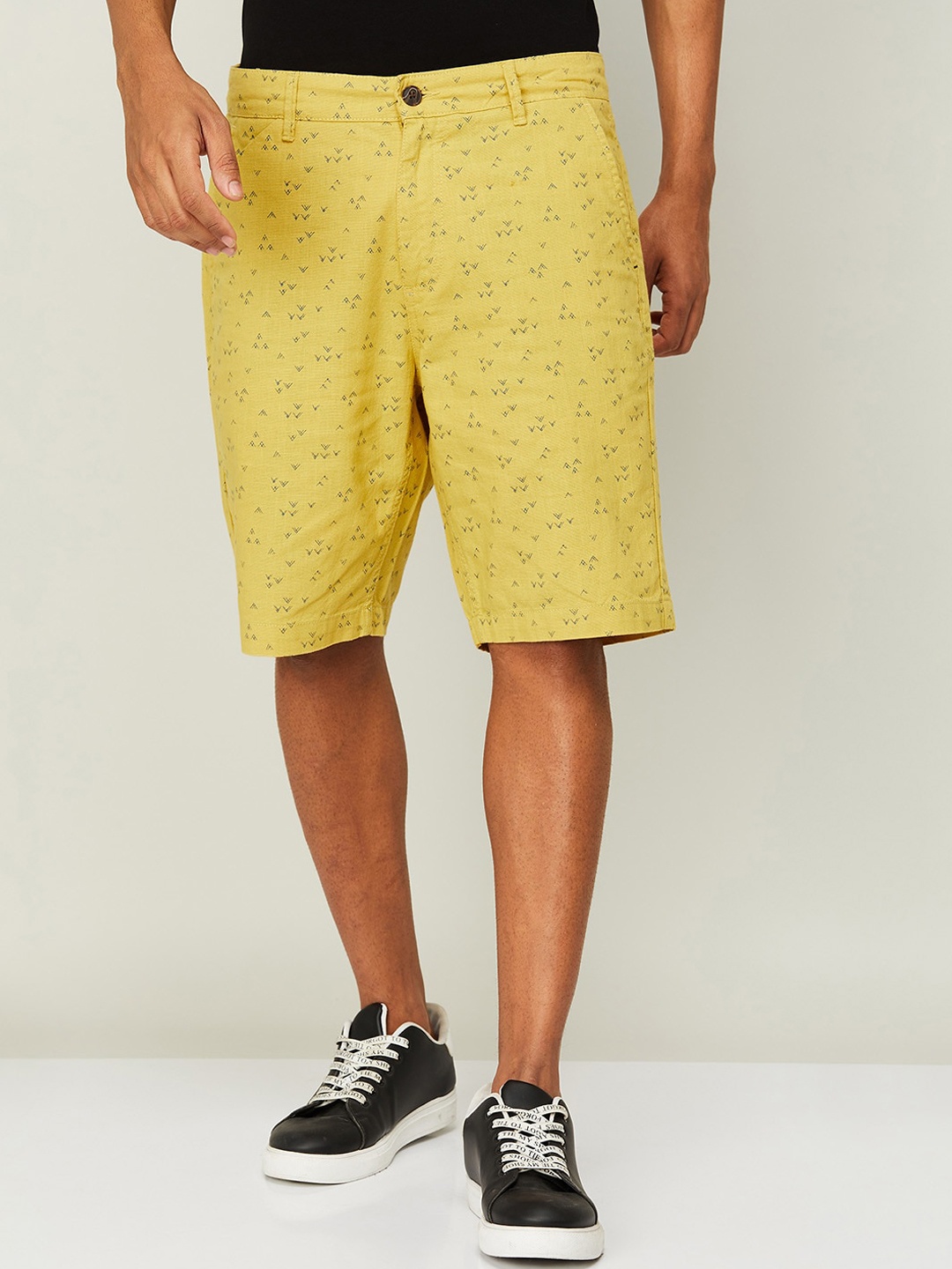 

Fame Forever by Lifestyle Men Yellow Printed Cotton Chino Shorts