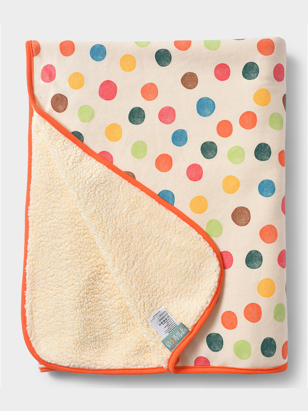 

MiArcus Cream-Coloured & Orange Heavy Winter 450 GSM Single Bed Blanket
