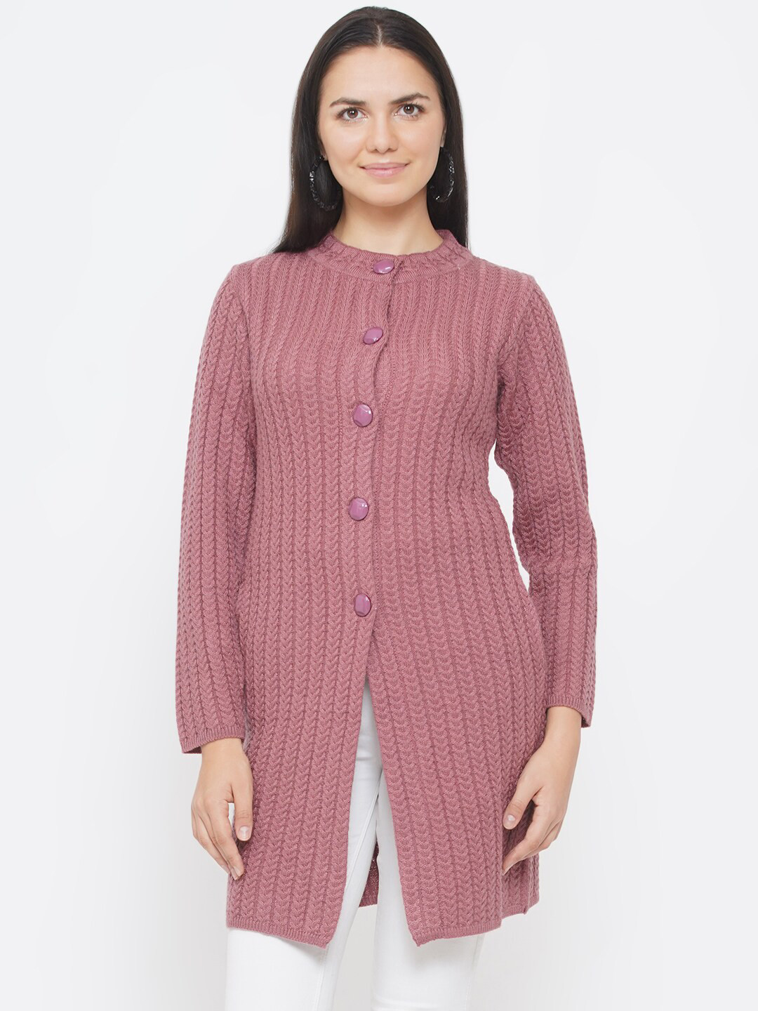

FABNEST Women Rose Cable Knit Longline Cardigan