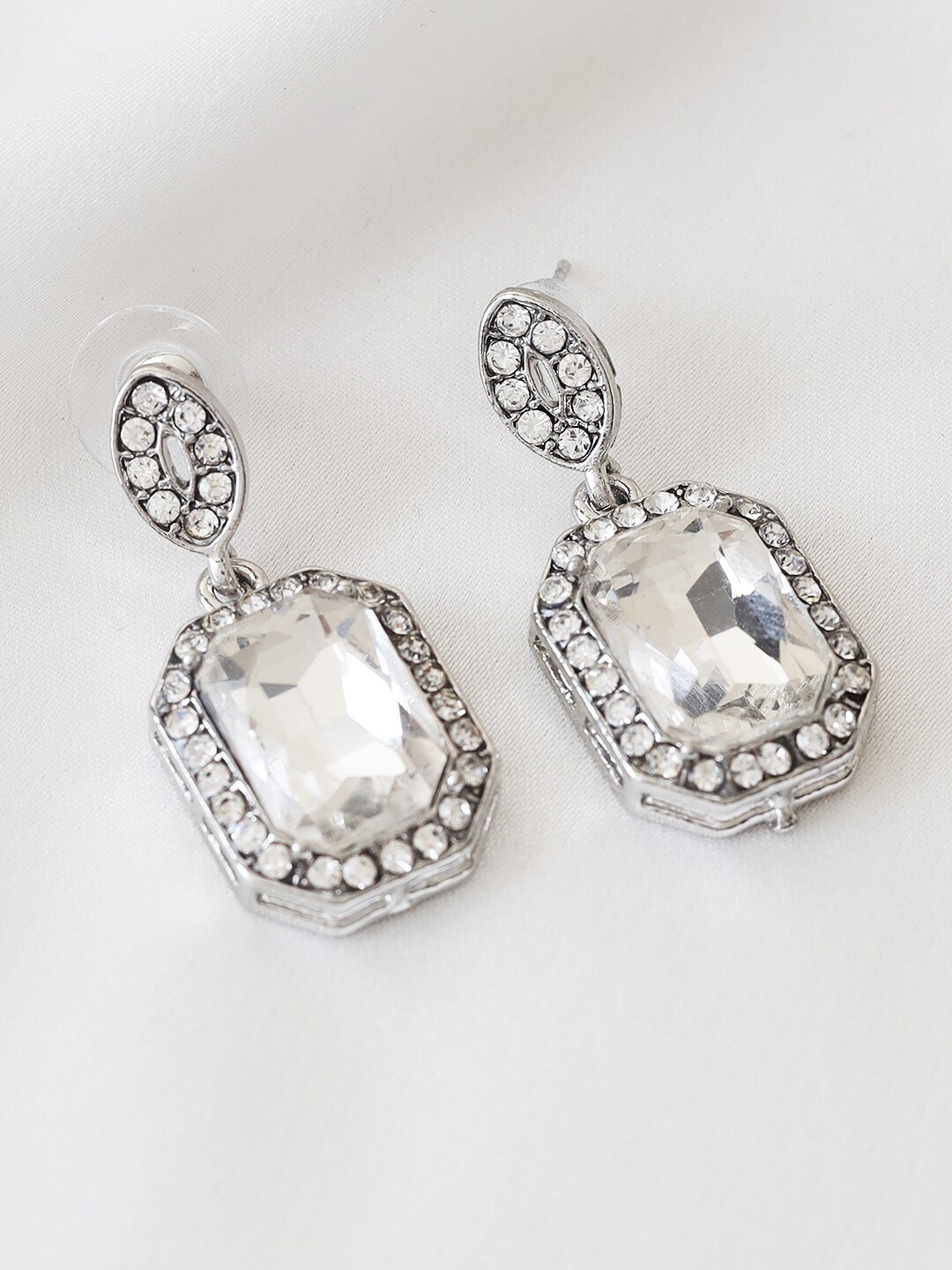

Kazo Women Silver-Plated Contemporary Drop Earrings