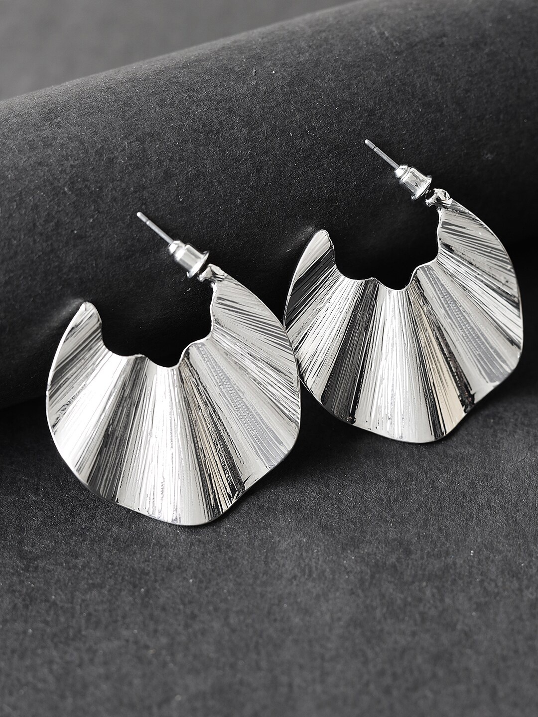 

Kazo Silver-Toned Contemporary Half Hoop Earrings