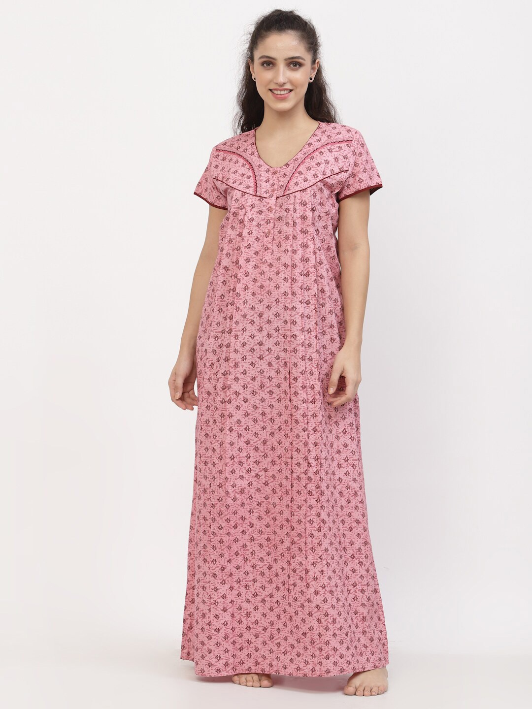 

Sweet Dreams Pink Printed Maxi Nightdress