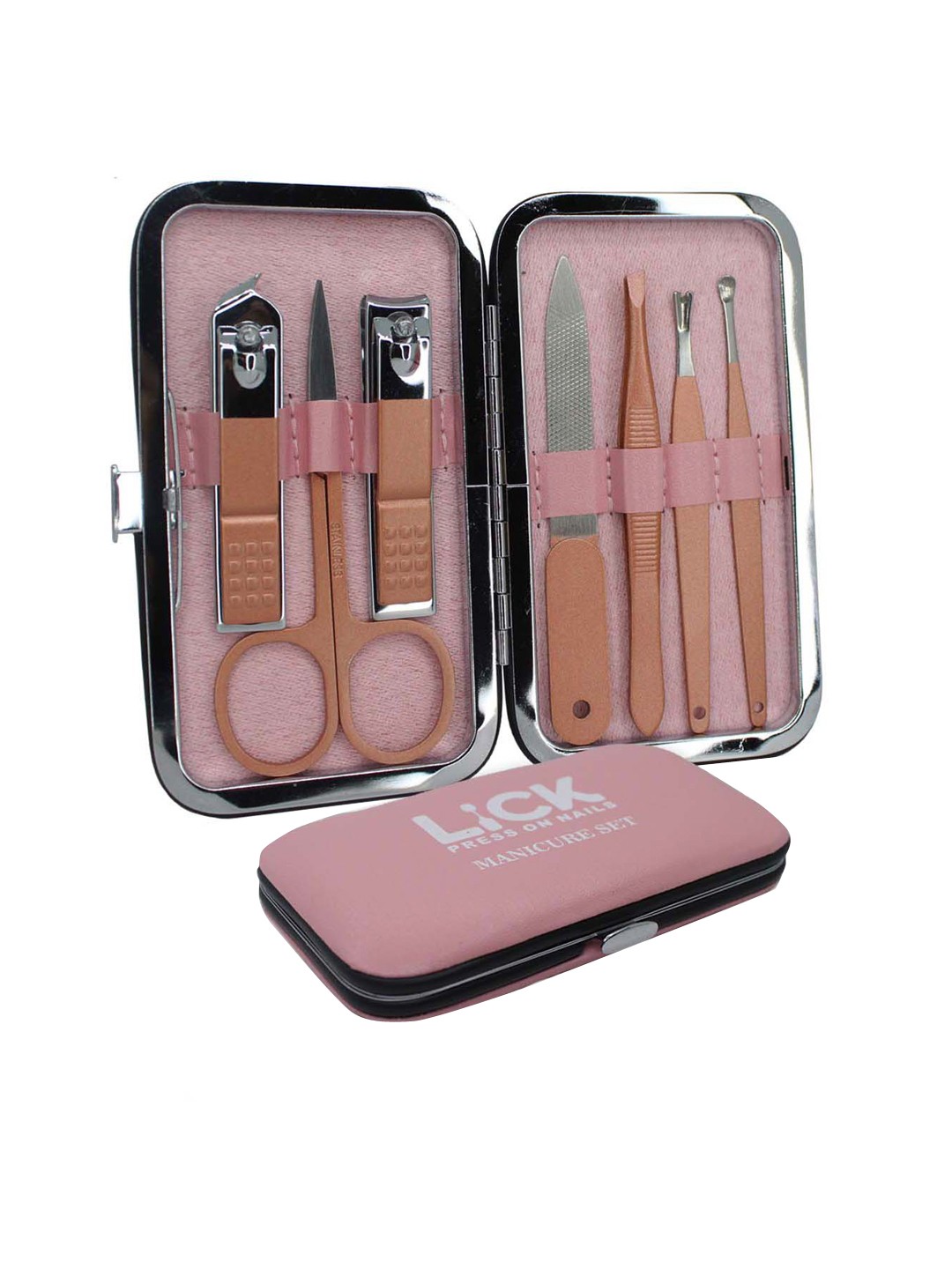 

LICK Set of 7-in-1 Manicure Pedicure Kit - Rose Gold & 1 Beauty Blender - Blue