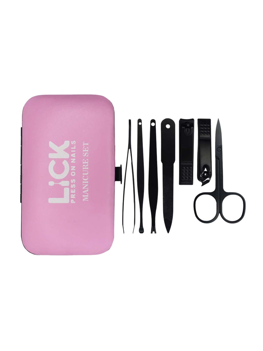 

LICK Set of 7-in-1 Manicure Pedicure Kit - Black & 1 Beauty Blender - Pink
