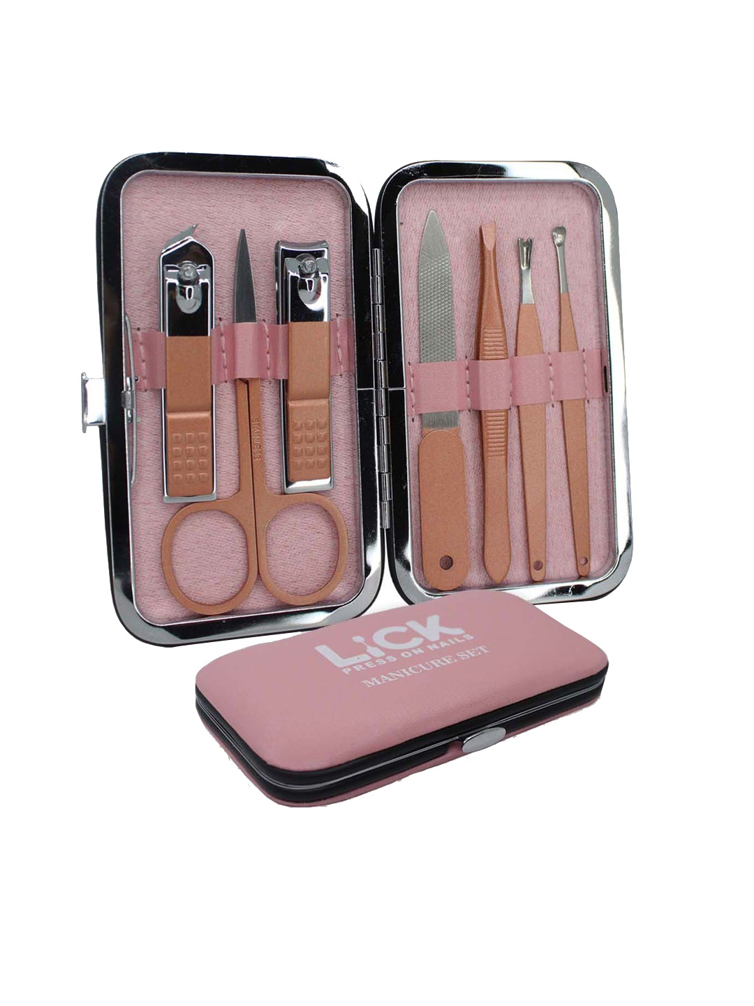 

LICK Set Of 7-in-1 Manicure Pedicure Kit - Rose Gold & 1 Beauty Blender - Pink