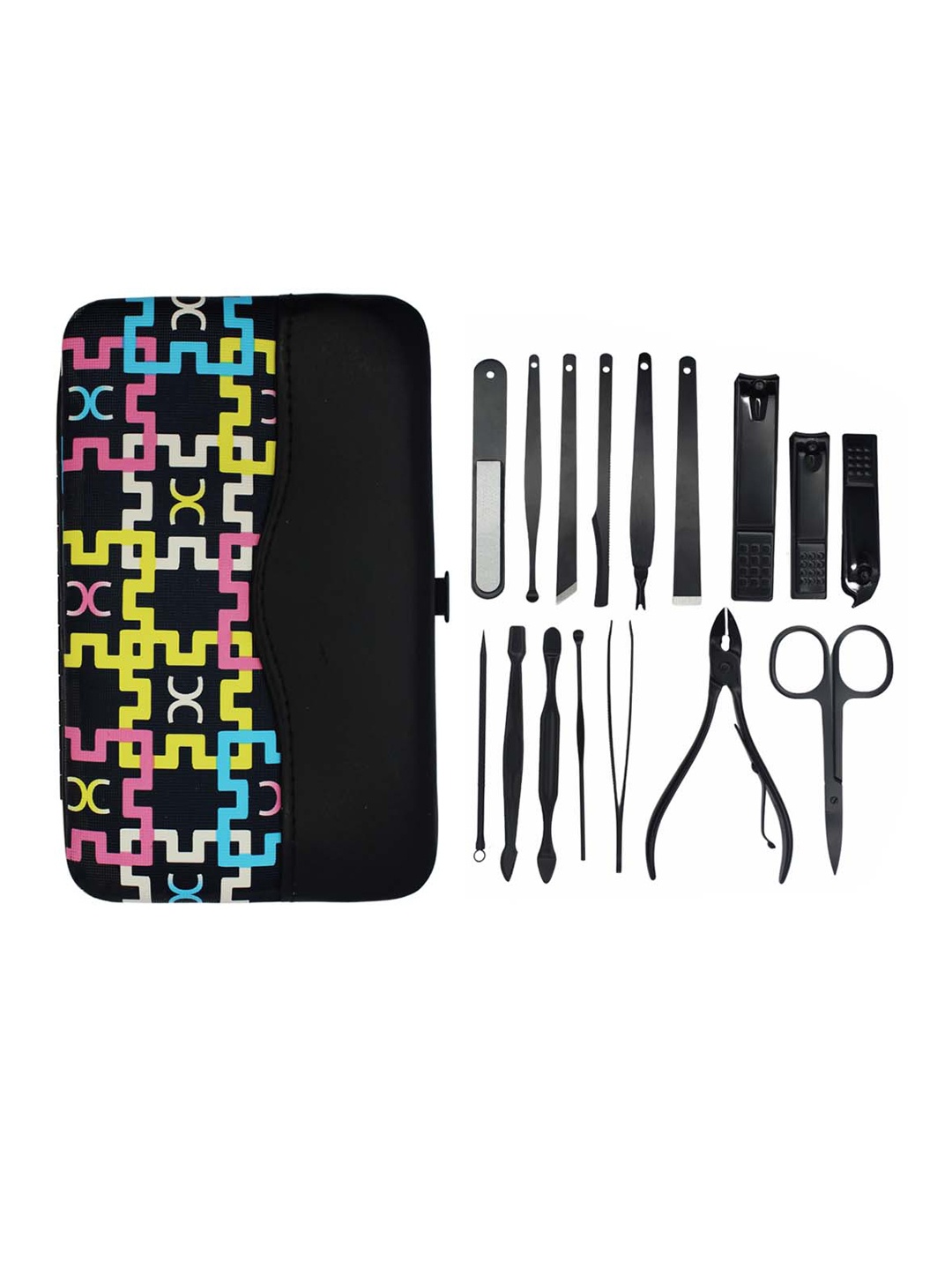 

LICK Set of 16-in-1 Manicure Pedicure Kit - Black & 1 Beauty Blender - Yellow