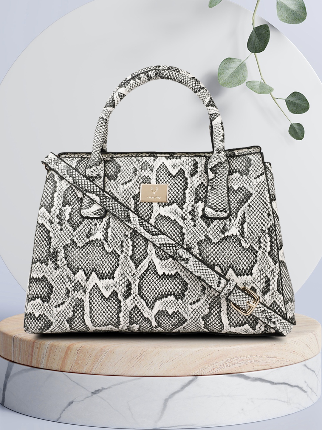 

Allen Solly Off White & Black Textured Satchel