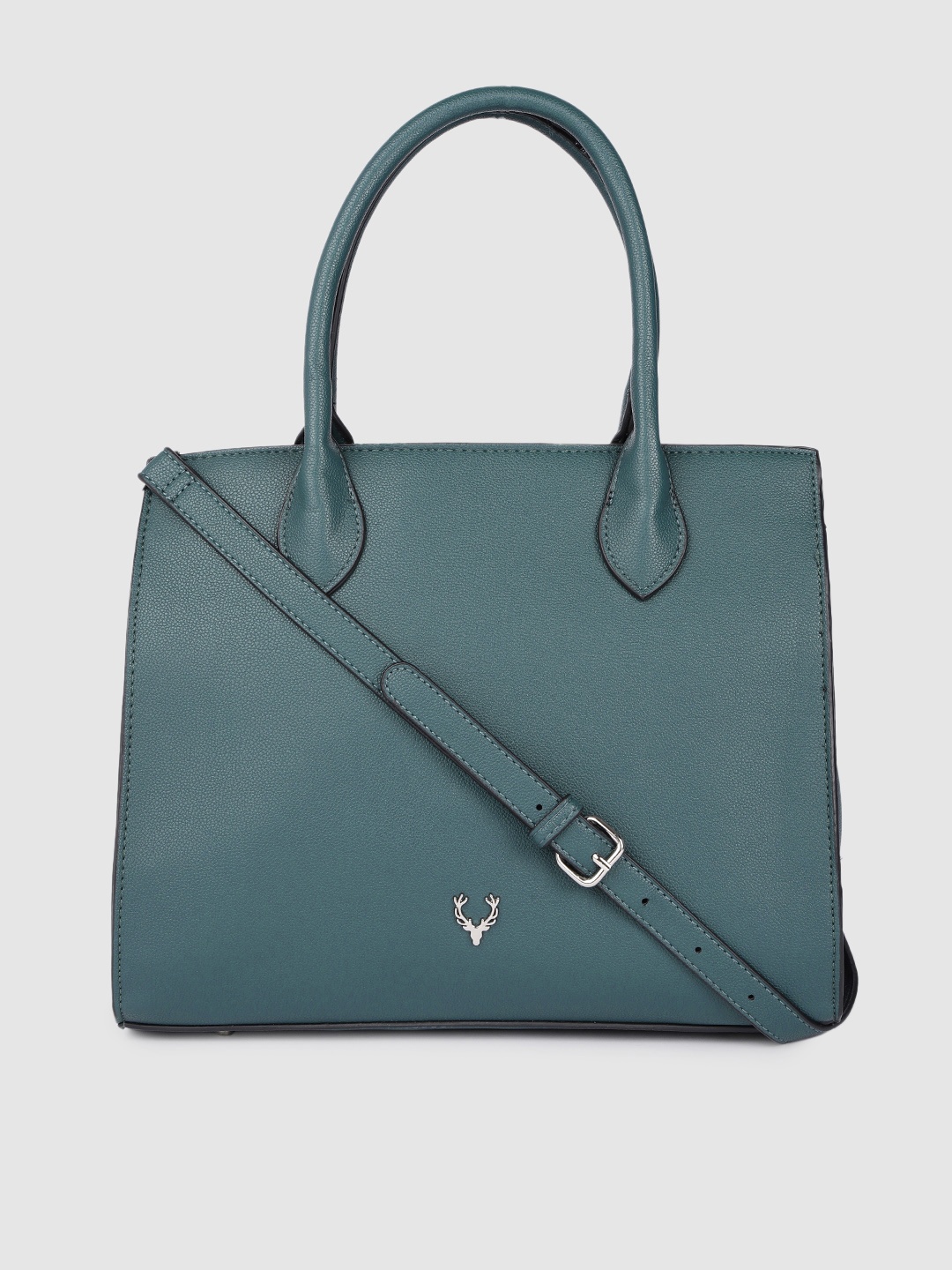 

Allen Solly Teal Green Structured Handheld Bag