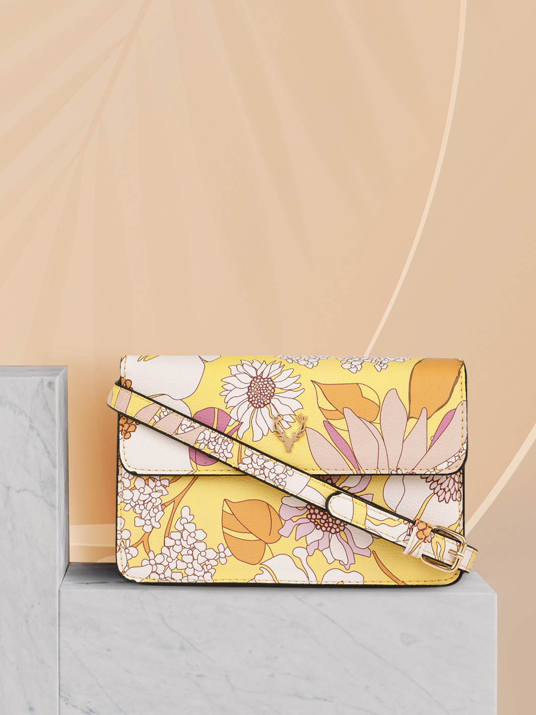 

Allen Solly Yellow Printed Sling Bag