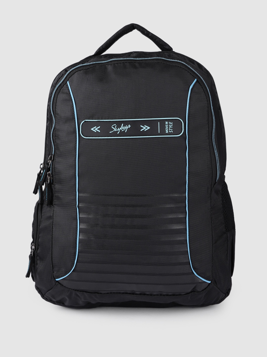 

Skybags Unisex Black Striped Backpack with Rain Cover