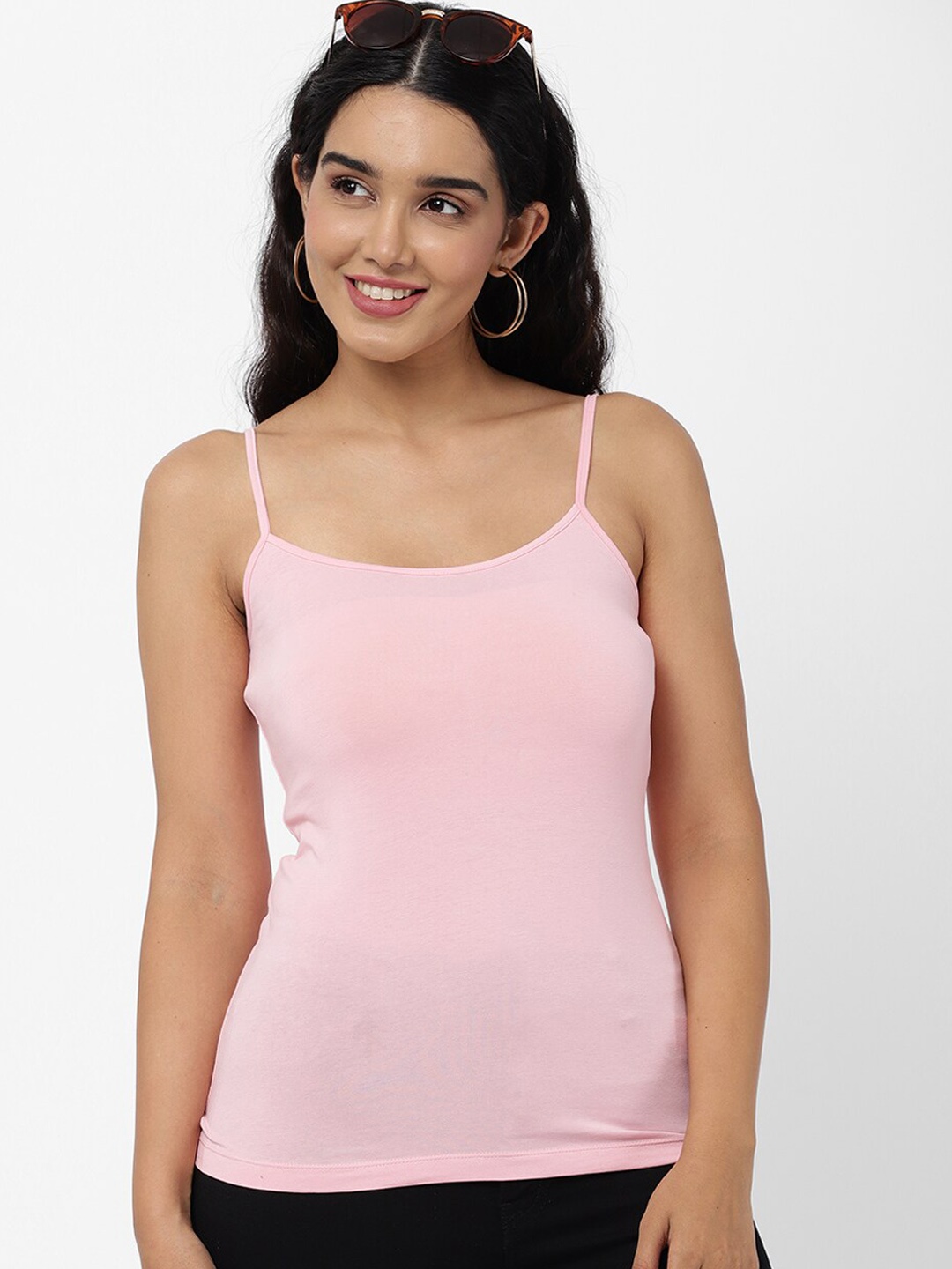 

R&B Women Pink Solid Non-Padded Cotton Camisoles