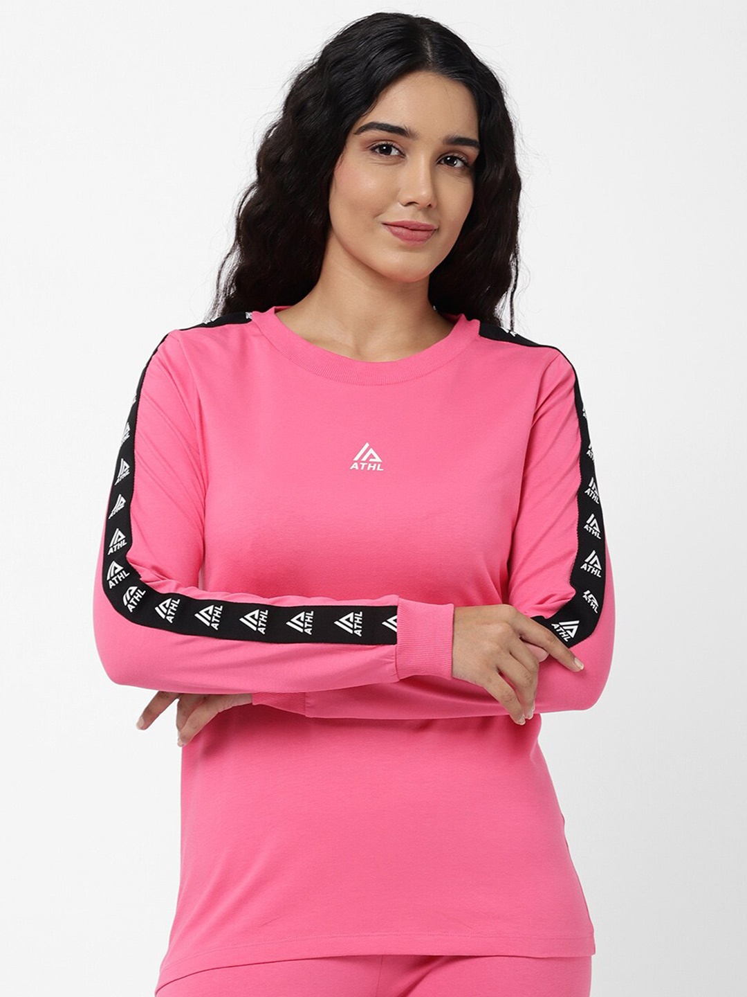 

R&B Women Pink Long Sleeves Cotton Top