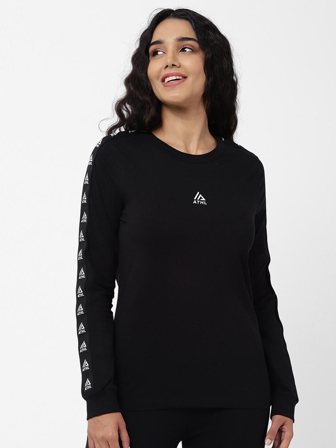

R&B Women Black Solid Pure Cotton Top