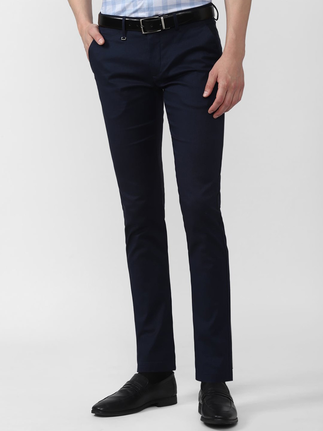 

Van Heusen Men Navy Blue Slim Fit Formal Trousers