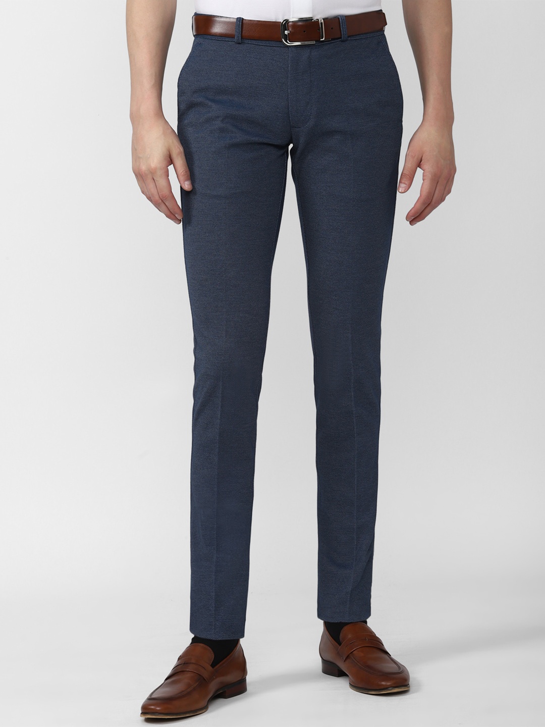 

Van Heusen Sport Men Blue Textured Slim Fit Trousers
