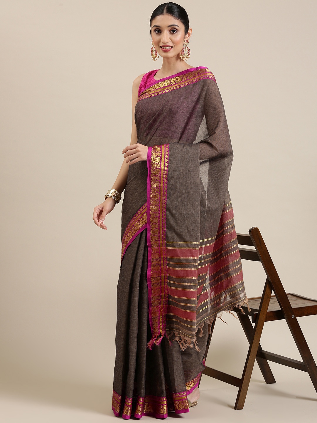 

KALINI Purple Pure Cotton Mangalagiri Saree