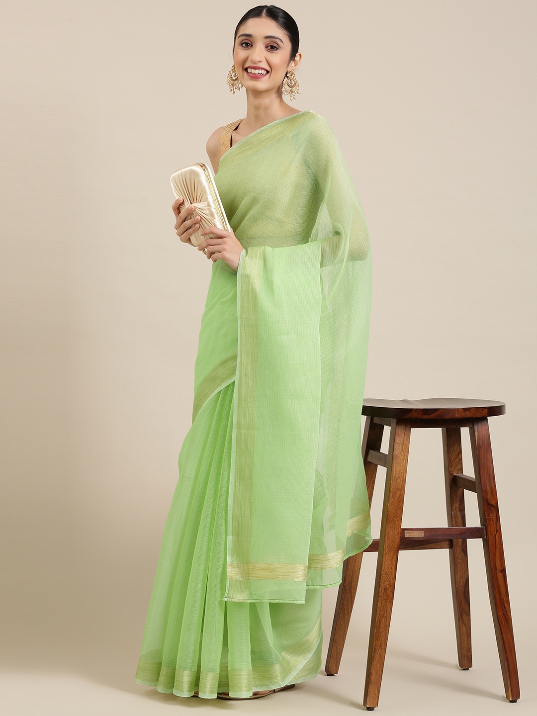 

KALINI Green Jute Cotton Kota Saree