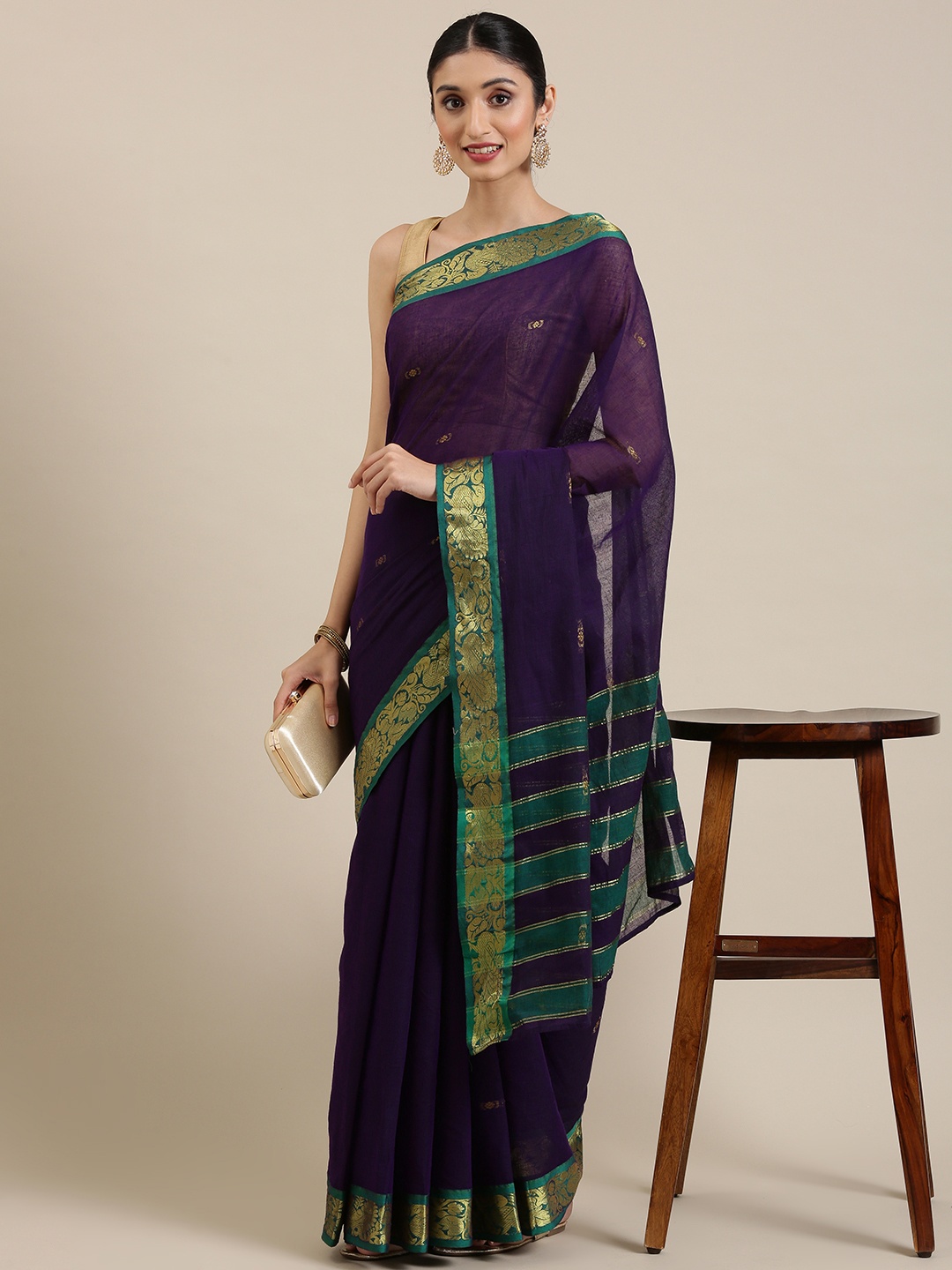 

KALINI Purple Pure Cotton Venkatgiri Saree