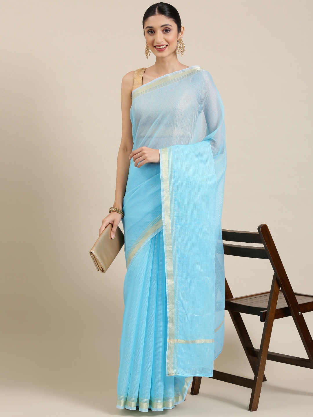 

KALINI Blue Jute Cotton Kota Saree