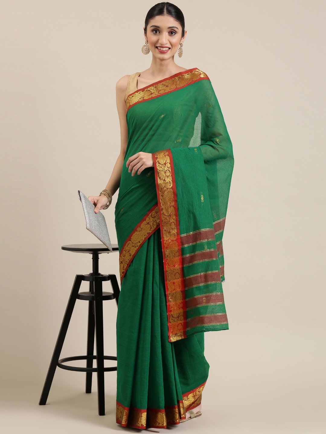 

KALINI Green Pure Cotton Venkatgiri Saree