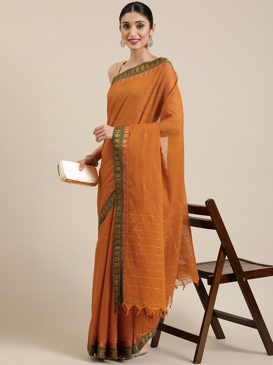 

KALINI Rust Pure Cotton Narayan Peth Saree