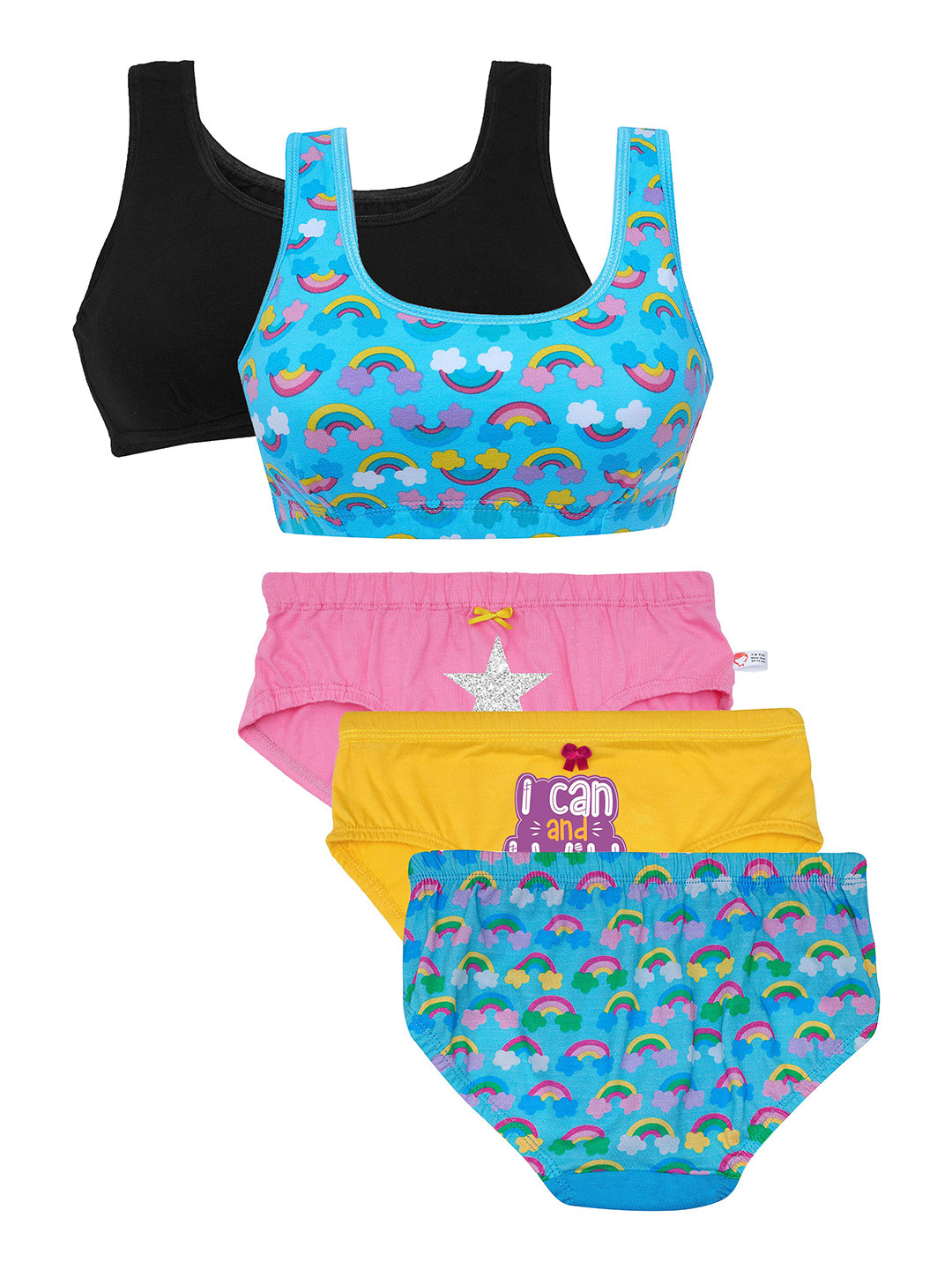 

DChica Teen Girls Set of 3 Panties & 2 Beginner Bras, Blue