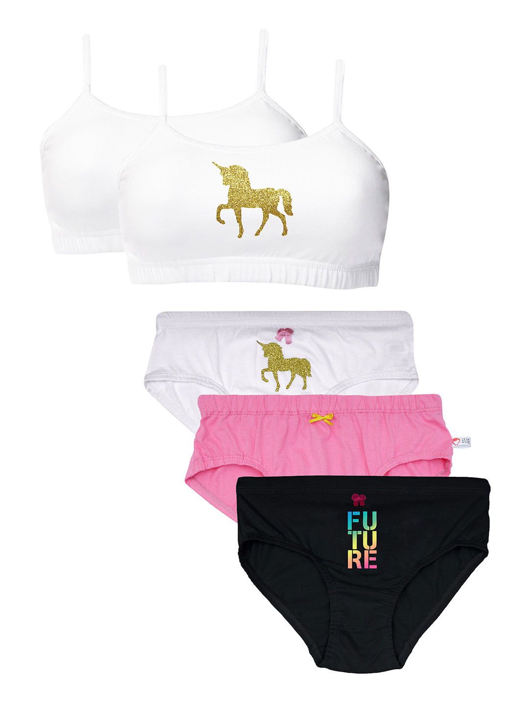 

DChica Teen Girls Set of 3 Panties & 2 Beginner Bras, Pink