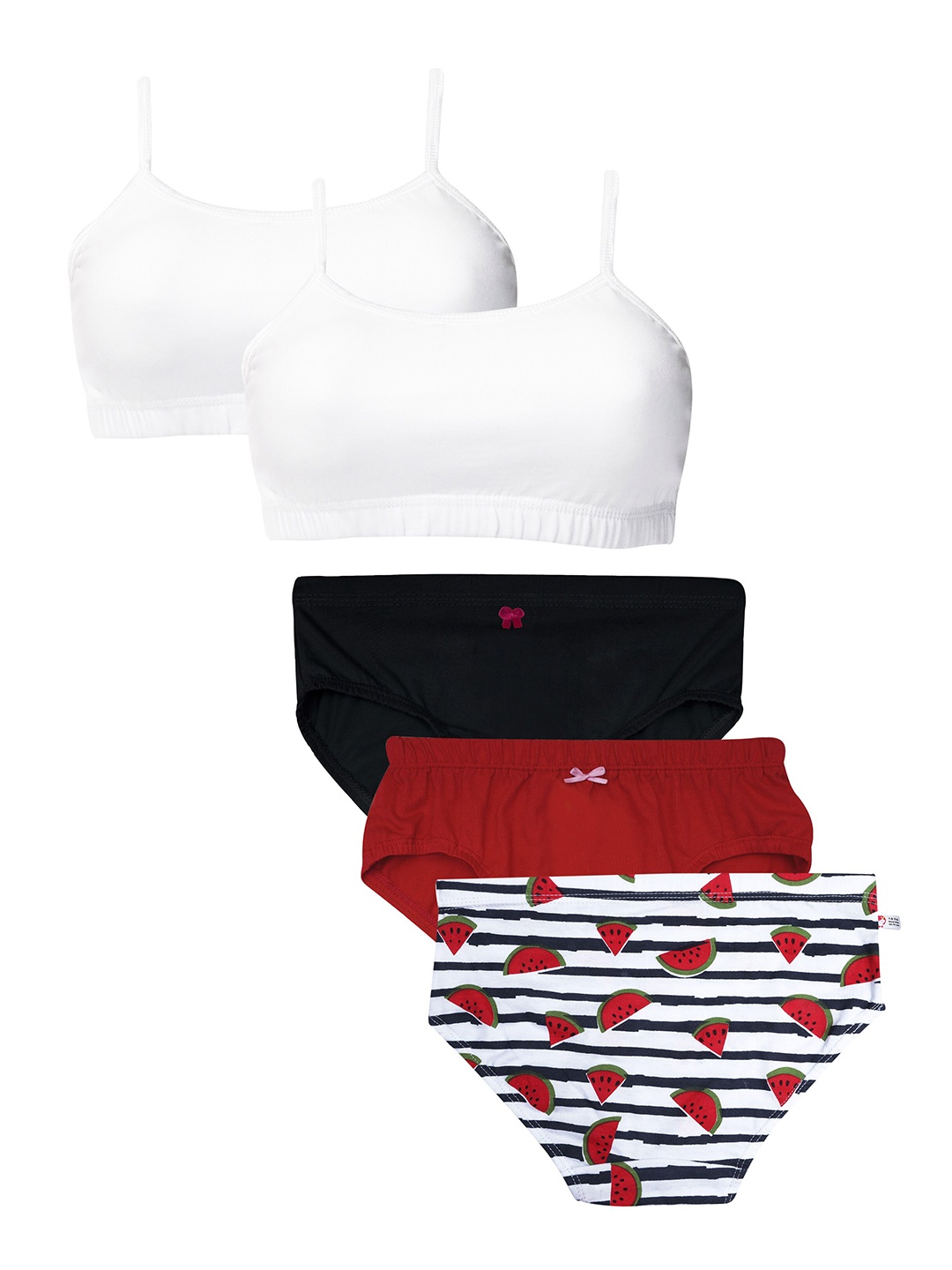 

DChica Teen Girls Set of 3 Panties & 2 Beginner Bras, Black