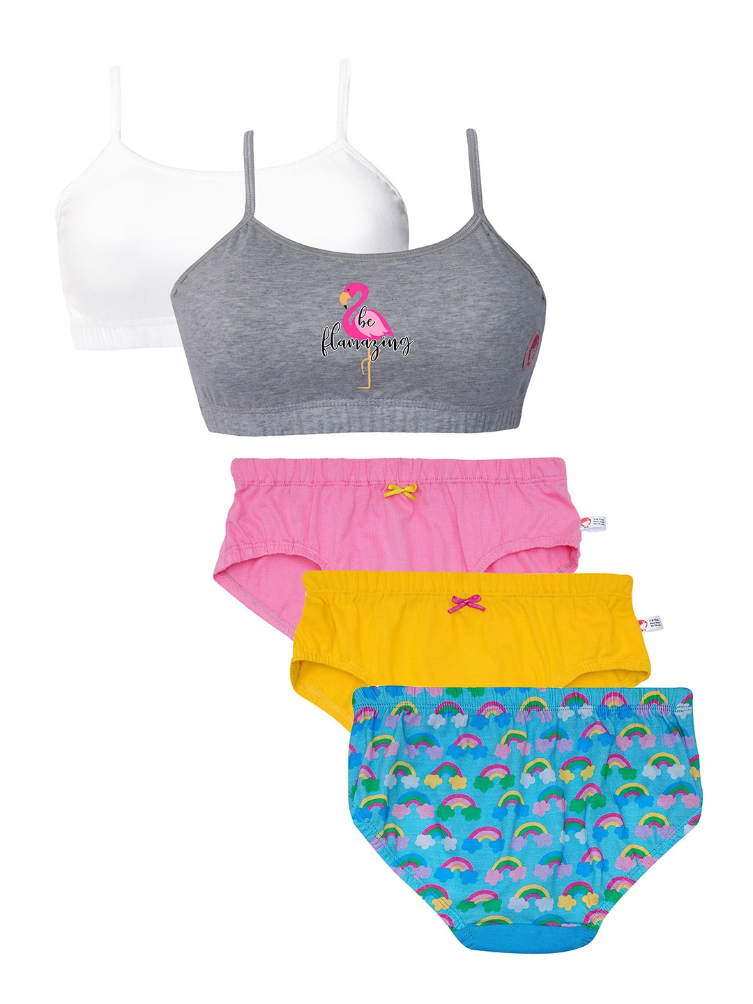 

DChica Teen Girls Set of 3 Panties & 2 Beginner Bras, Fuchsia