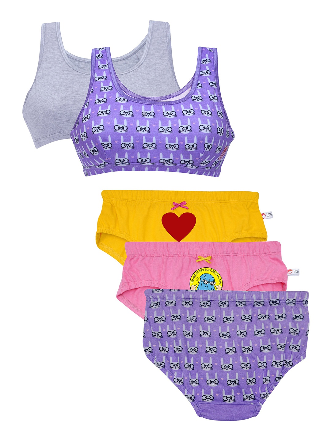 

DChica Teen Girls Set of 3 Panties & 2 Beginner Bras, Pink