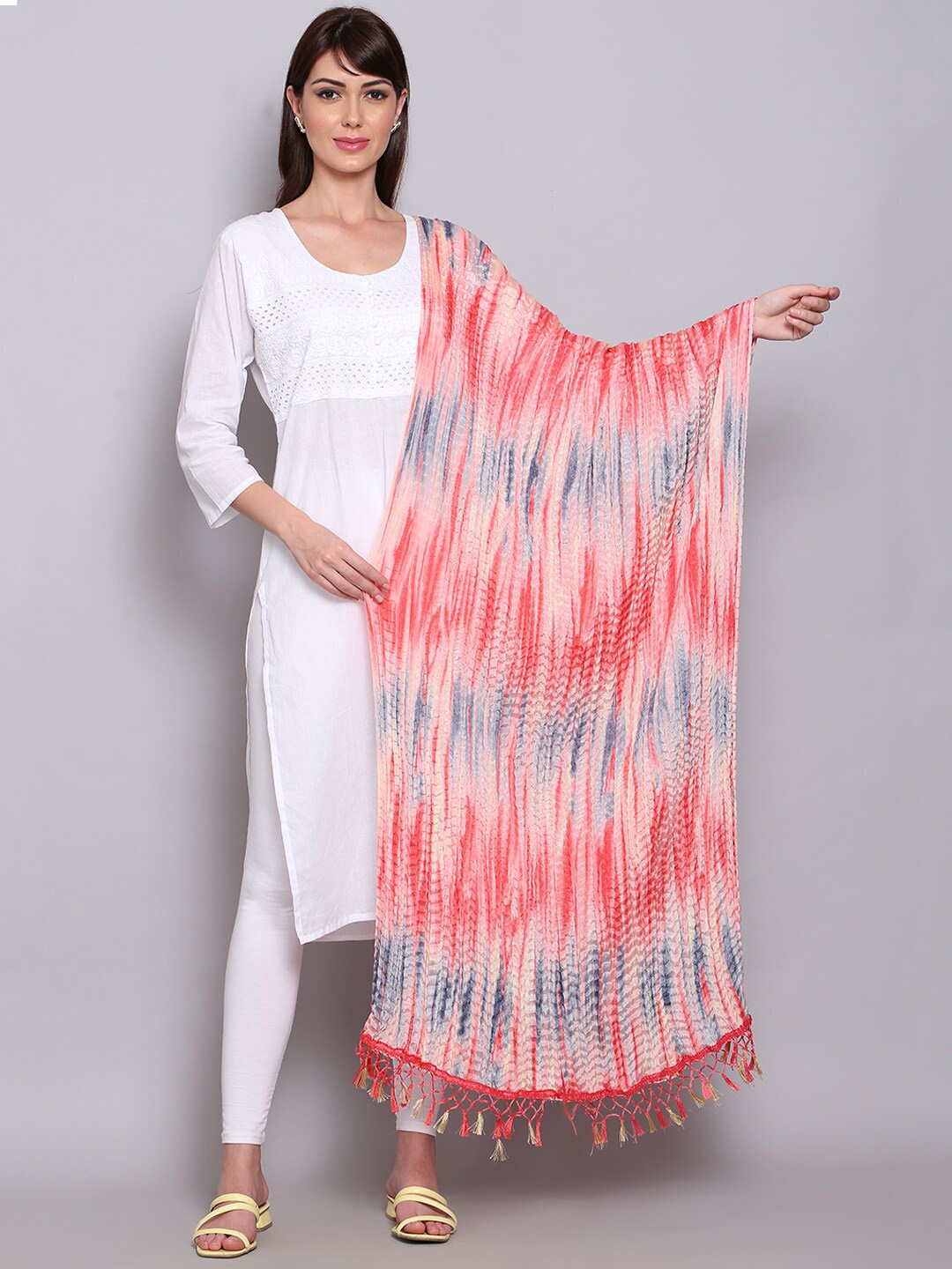

Miaz Lifestyle Red & Blue Dyed Tie and Dye Dupatta