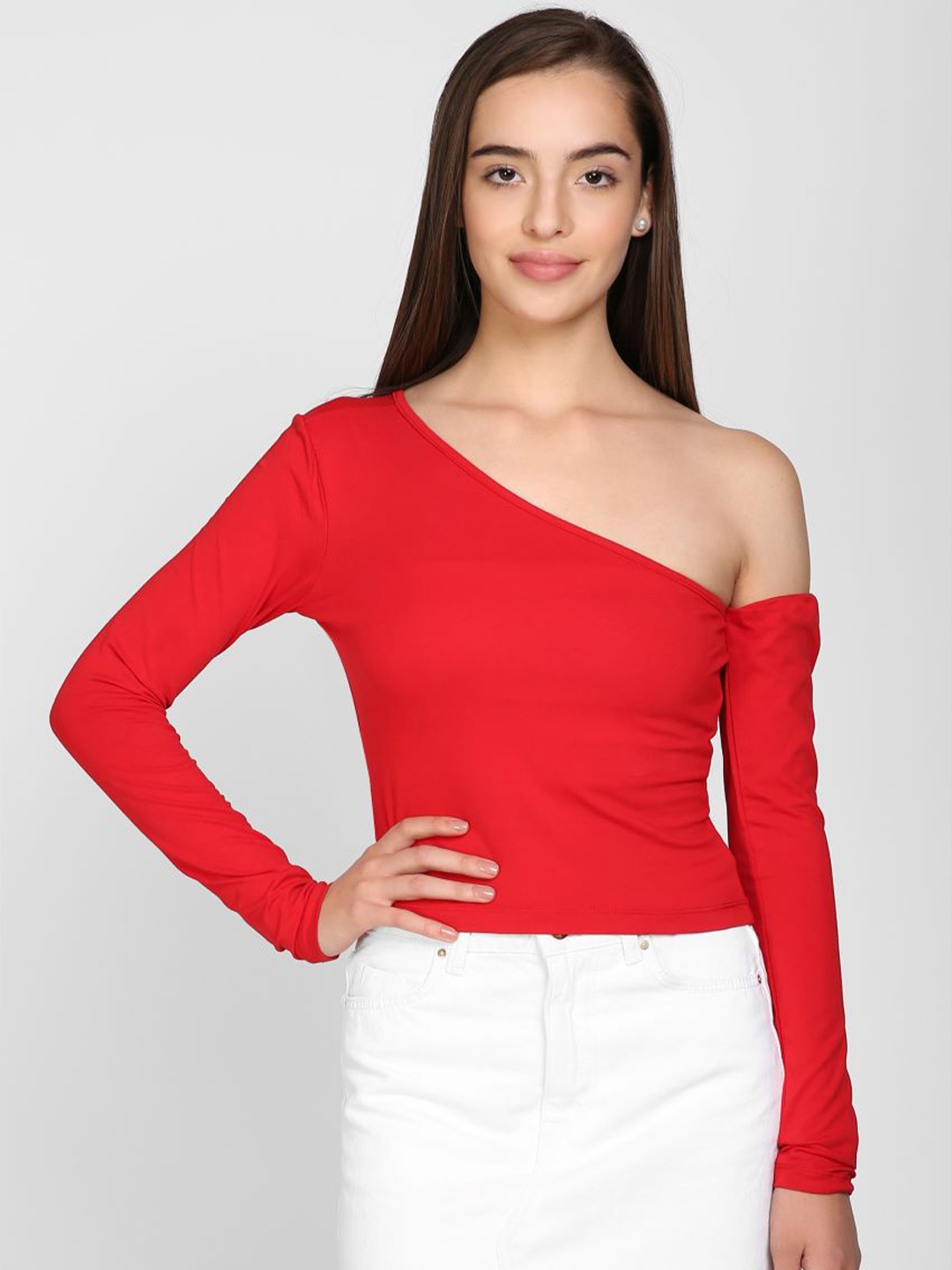 

I Love She Red One Shoulder Top