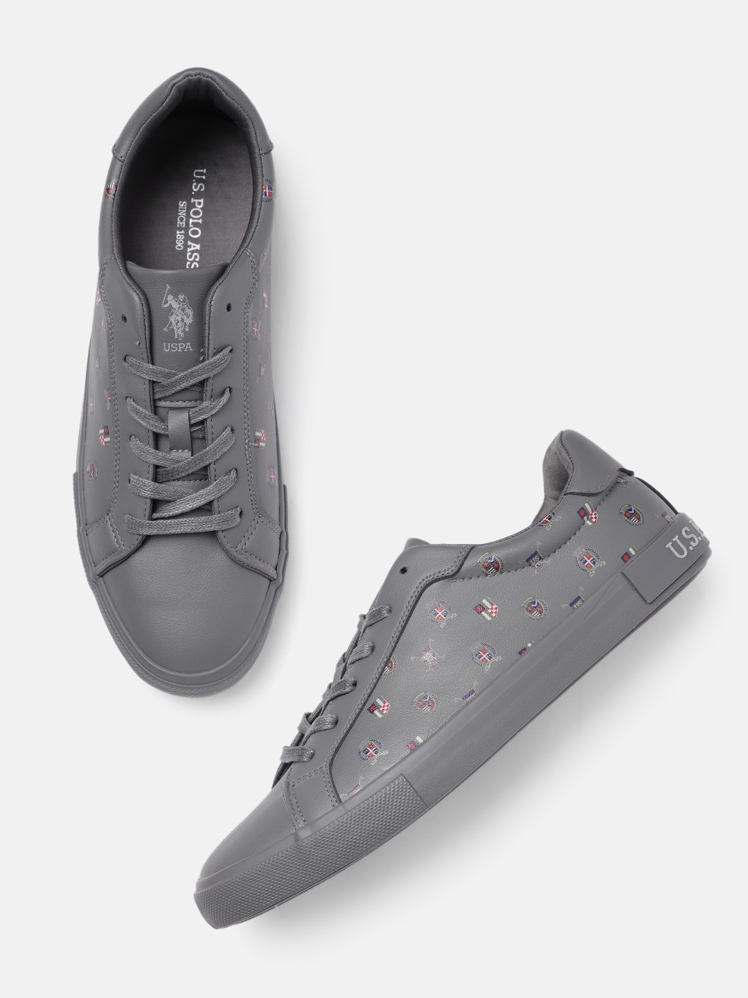 

U.S. Polo Assn. Men Brand Logo Print Barry Regular Sneakers, Grey