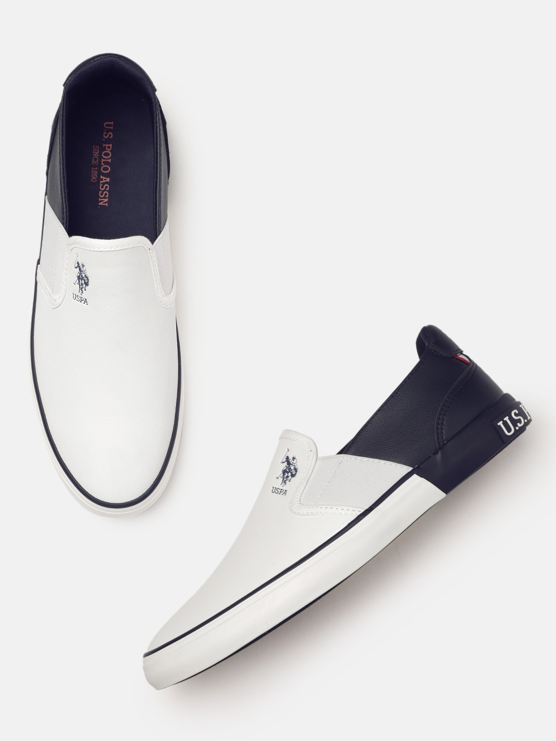 

U.S. Polo Assn. Men White Solid Lanap Slip-On Sneakers