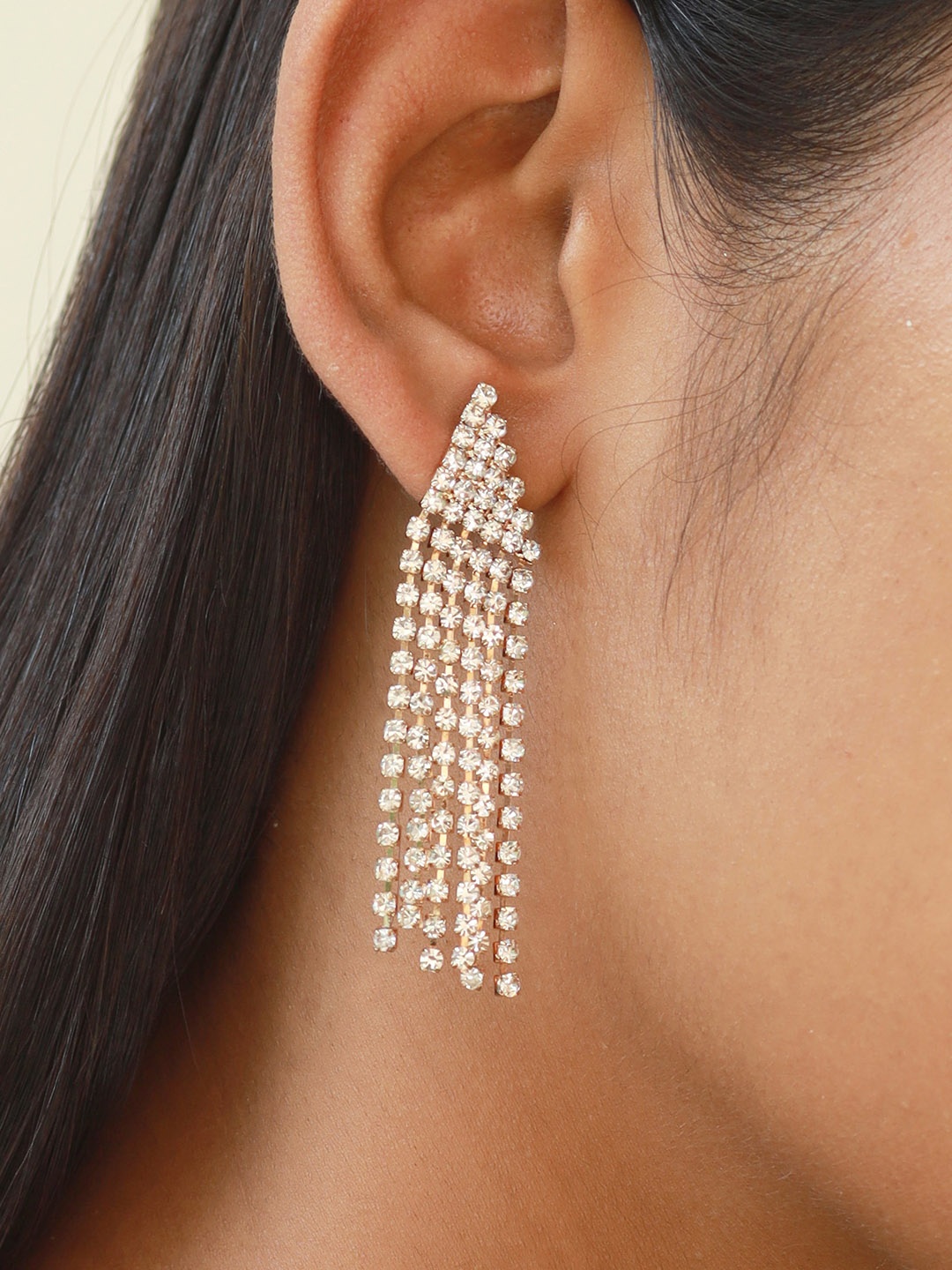 

Ayesha Gold-Toned Crystal Studded Drop Earrings