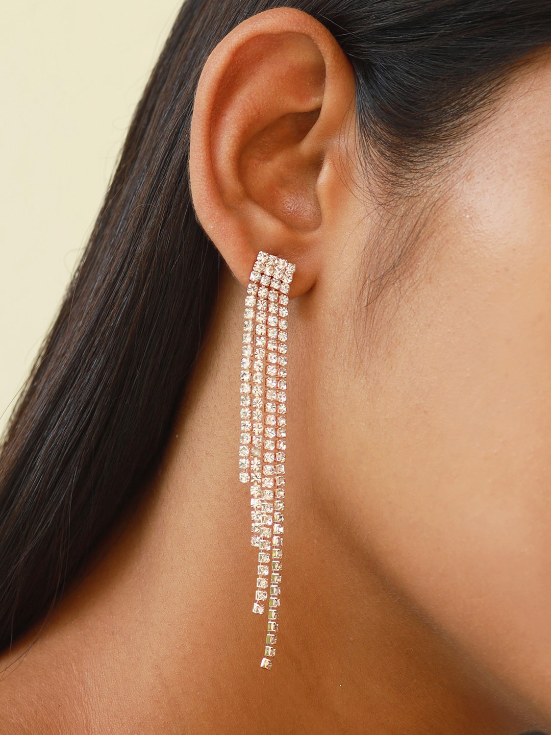 

Ayesha Women White Diamante Crystal Studded Drop Earrings